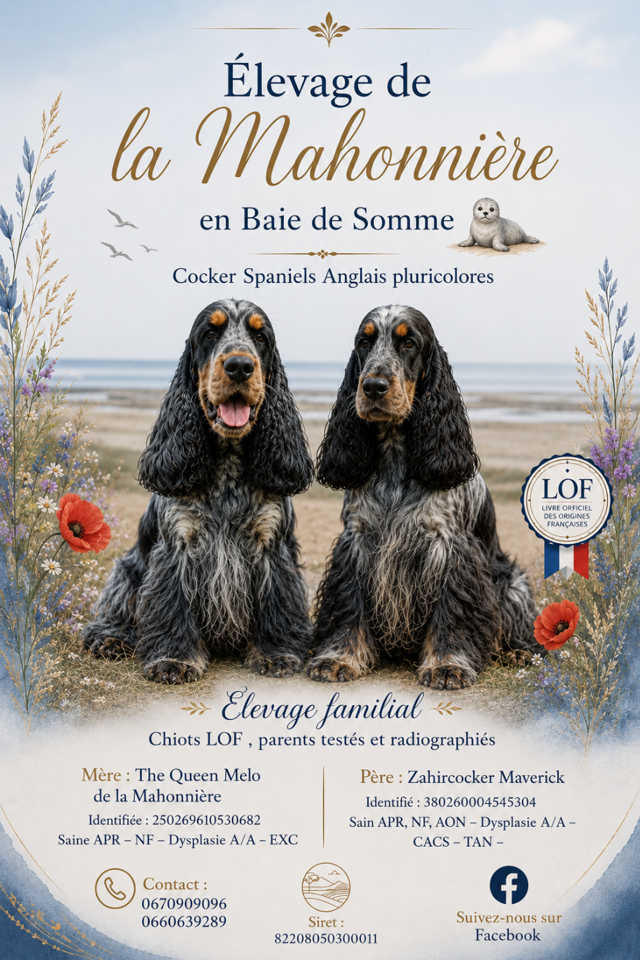 Portée de chiots Cockers Spaniels Anglais attendue à la mi-Juin 2026
